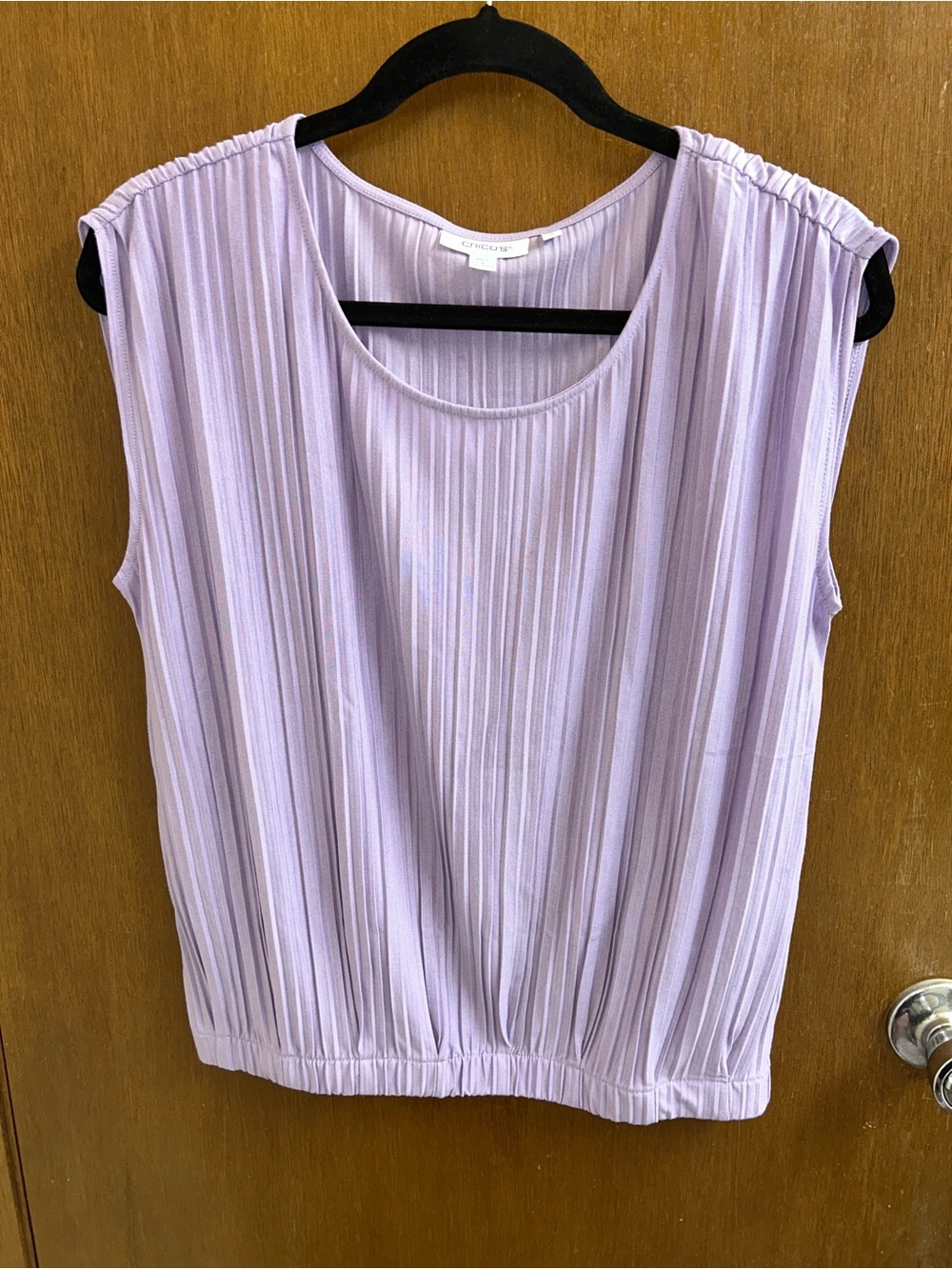 NWOT Chico’s Lavender Pleated Bubble Hem Tee Small